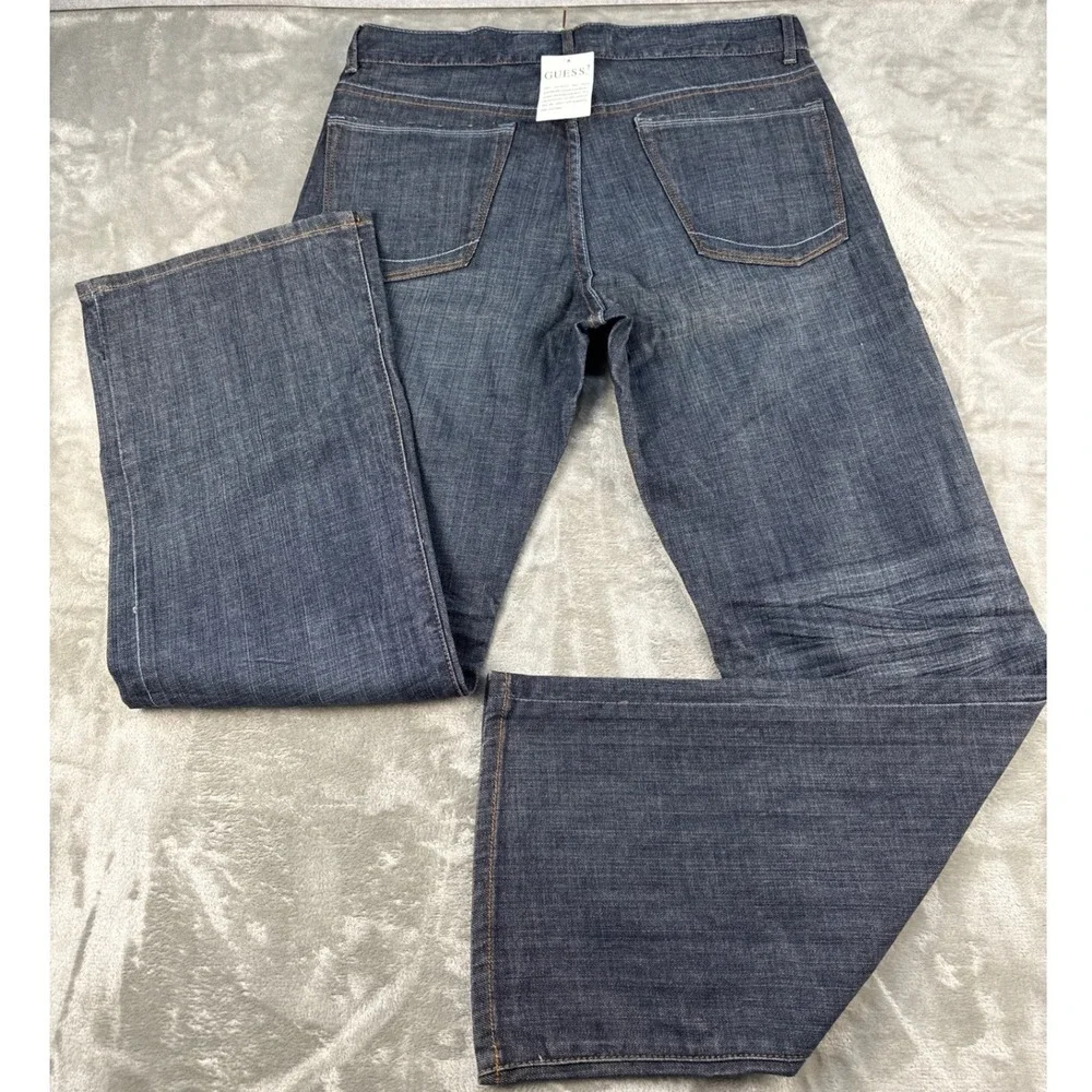 Guess Jeans USA Mens 33 Dark Wash Indigo Straight Leg Denim Pants New